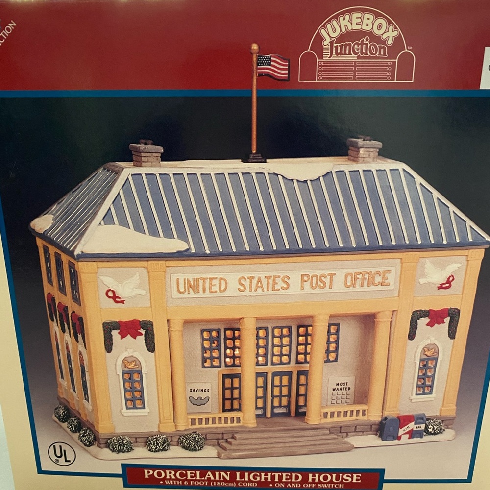 Vintage 1998 Lemax  Illuminated US Postal Building